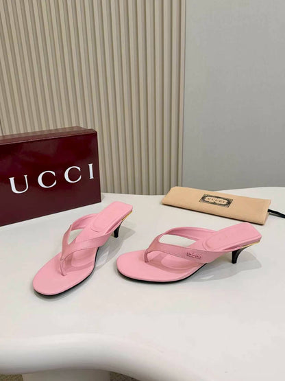 Thong Sandals with Kitten Heels