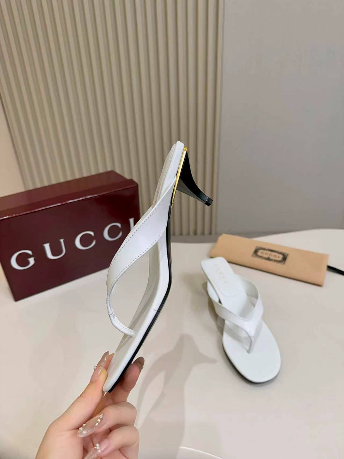 Thong Sandals with Kitten Heels