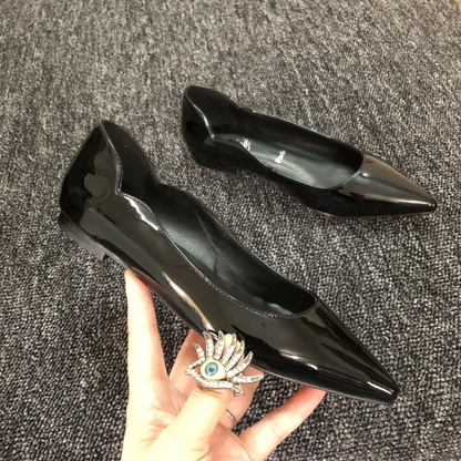 Black Patent Leather Pointed Toe D'Orsay Ballet