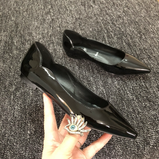 Black Patent Leather Pointed Toe D'Orsay Ballet
