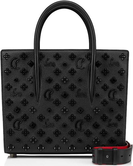 Paloma Medium Tote Bag – Black Monogram Leather with Red Accents