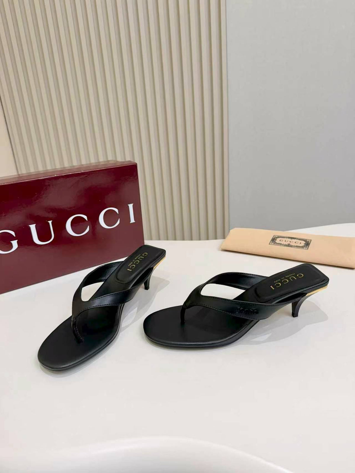 Thong Sandals with Kitten Heels